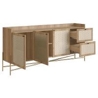 Balcão Buffet Oslo Artesano 183 Cm (Largura) Em Mdp Mel Palha  Três Portas Base Metal - 11