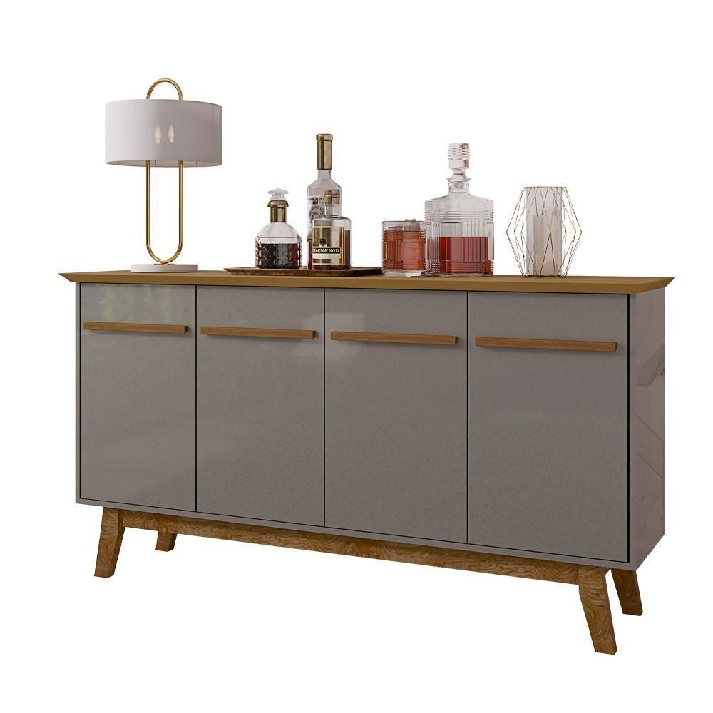 Aparador Buffet Com 04 Portas Magno B02 Cinza Cinamomo - 1