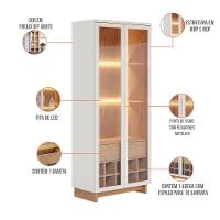 Kit Buffet Áustria Com Cristaleira Malibu Freijó Off White - 5