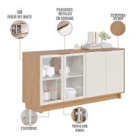 Kit Buffet Áustria Com Cristaleira Malibu Freijó Off White - 13