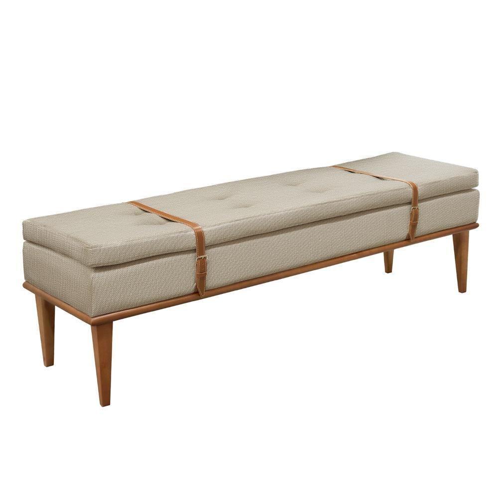 Recamier Londres Luxo Madeira Maciça Castellar Móbile Linho Bege Claro Linho Bege Claro - 1