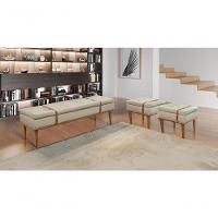 Recamier Londres Luxo Madeira Maciça Castellar Móbile Linho Bege Claro Linho Bege Claro - 4