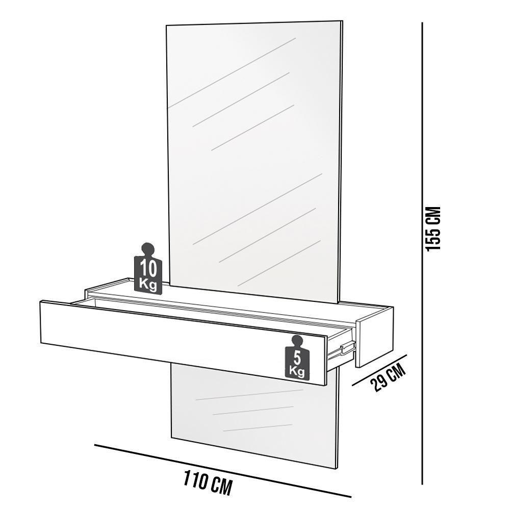 Aparador Suspenso Bari 155x110 D03 Freijó Off White - 2