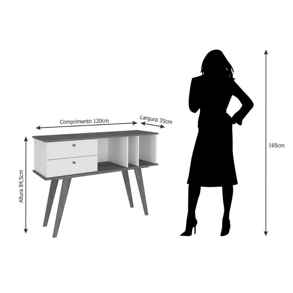 Aparador de Sala Jantar Elis 2 Gavetas 3 Nichos Savana c/ Off White - Cimol - 3