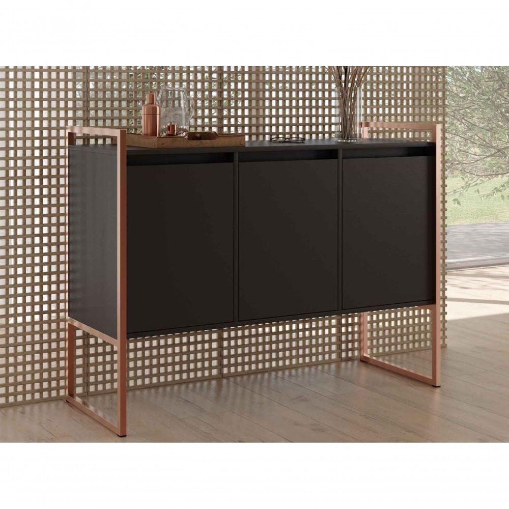 Buffet 3 Portas Rouxe Preto Cobre Conjunto 2 Unidades - 4