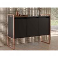 Buffet 3 Portas Rouxe Preto Cobre Conjunto 2 Unidades