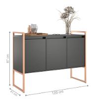 Buffet 3 Portas Rouxe Preto Cobre Conjunto 2 Unidades - 5