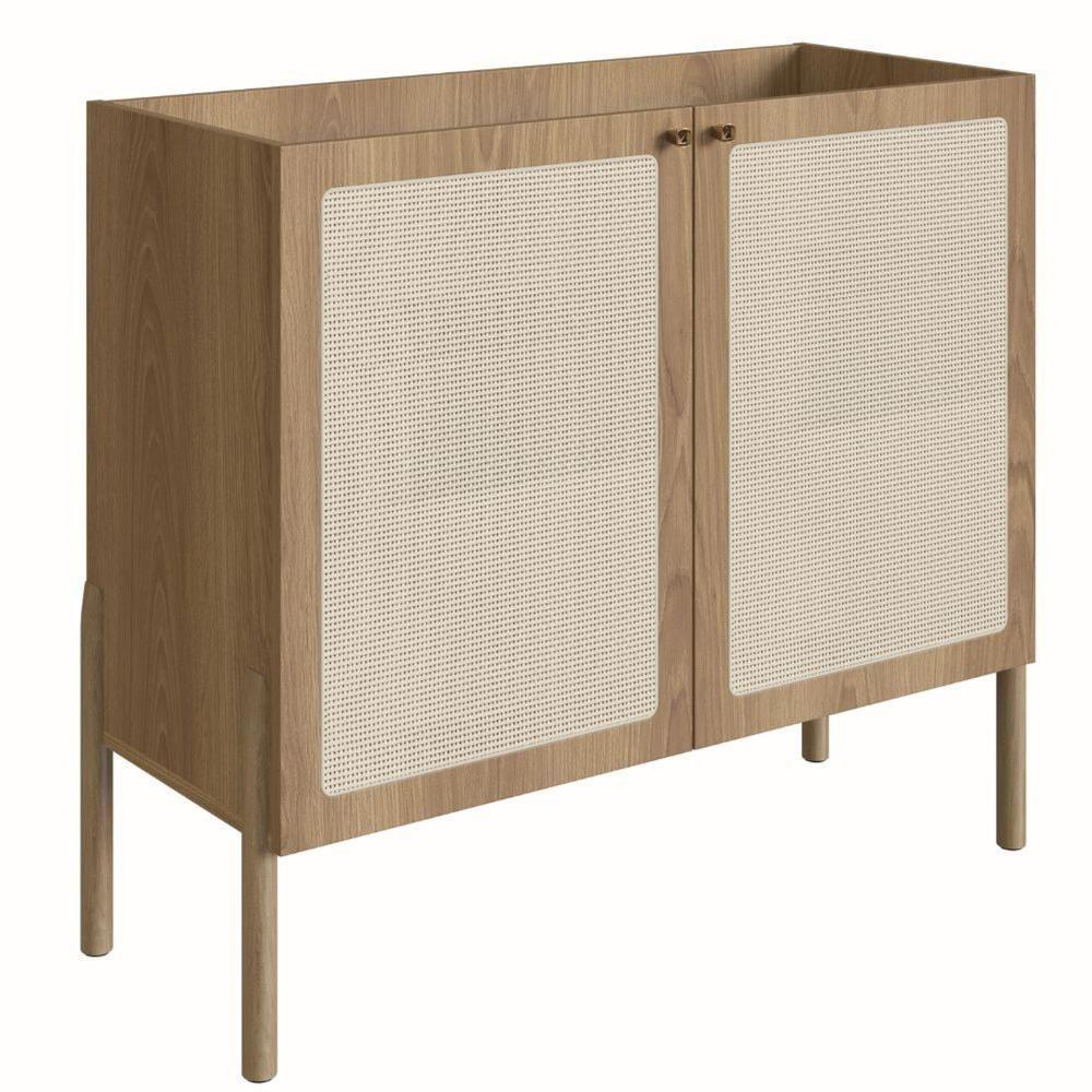 Balcão Bar Buffet Oslo Artesano 93 Cm (Largura) Mdp Mel Palha  Com Duas Portas Base Madeira - 1