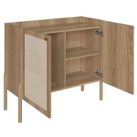 Balcão Bar Buffet Oslo Artesano 93 Cm (Largura) Mdp Mel Palha  Com Duas Portas Base Madeira - 5