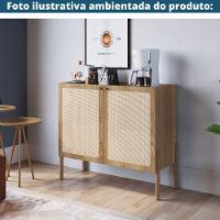 Balcão Bar Buffet Oslo Artesano 93 Cm (Largura) Mdp Mel Palha  Com Duas Portas Base Madeira - 7
