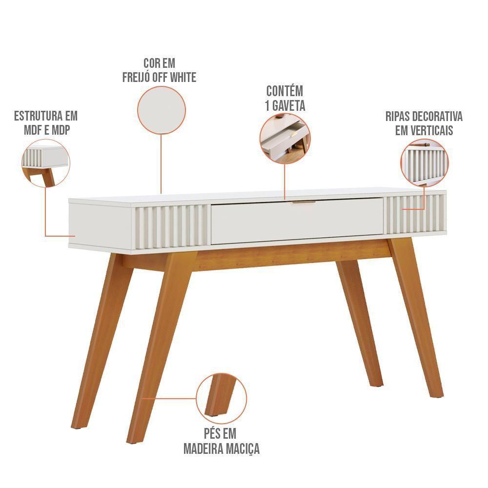 Kit Aparador Com Mesa De Centro 1 Gaveta Freijó Off White - 8