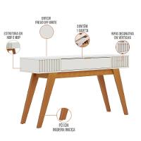 Kit Aparador Com Mesa De Centro 1 Gaveta Freijó Off White - 8