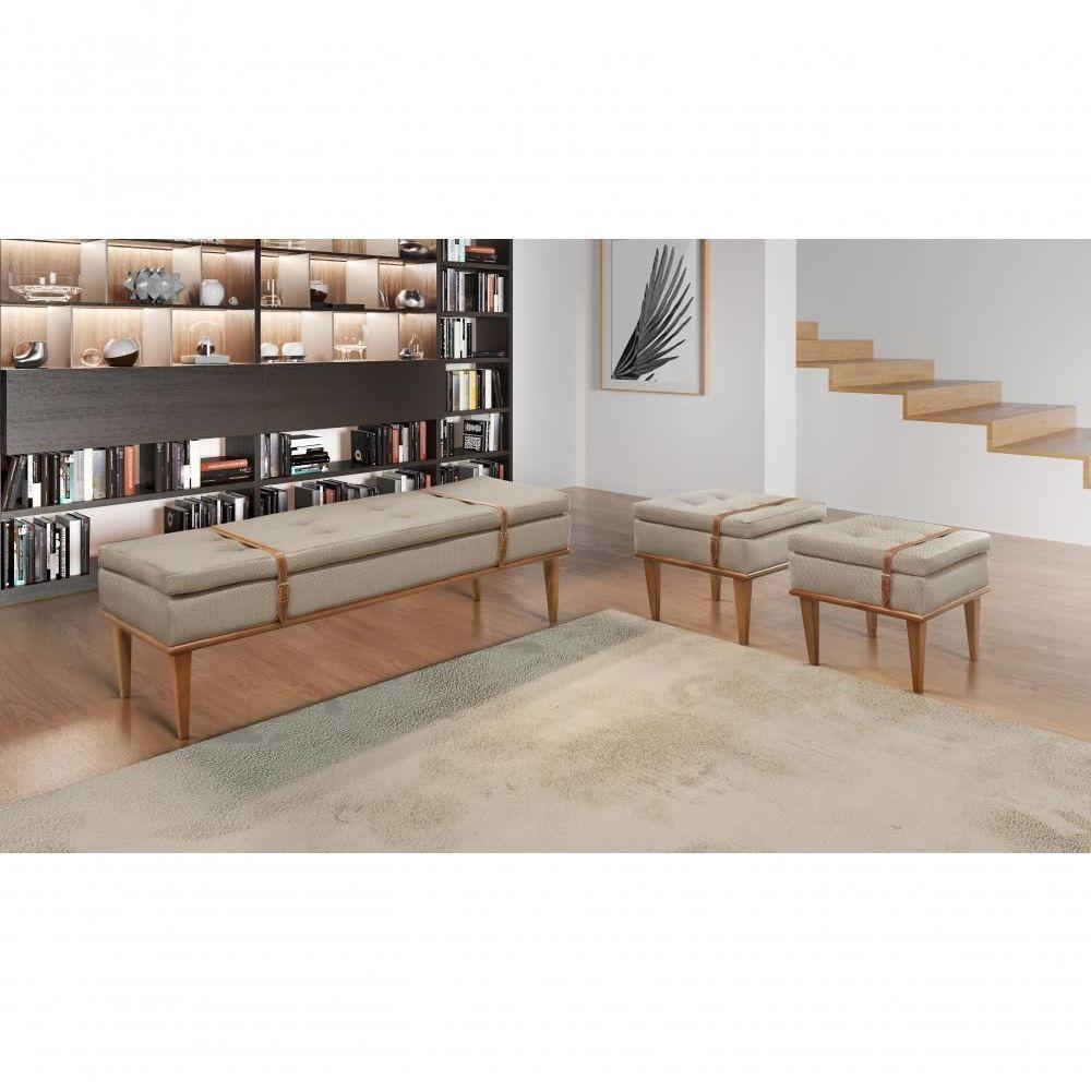 Recamier Londres Luxo Madeira Maciça Castellar Móbile Linho Bege Linho Bege - 4