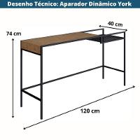 Aparador Dinâmico Industrial York Artesano 140 Cm (Largura) Em Mdp Vermont Com Nicho Aço Preto - 2