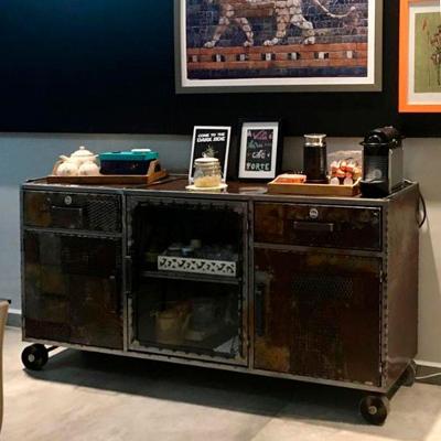Buffet Aparador Bronx Glass Estilo Industrial Em Ferro 180cm