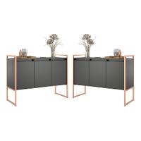 Buffet Industrial 3 Portas Preto Cobre Conjunto 2 Unidades - 1