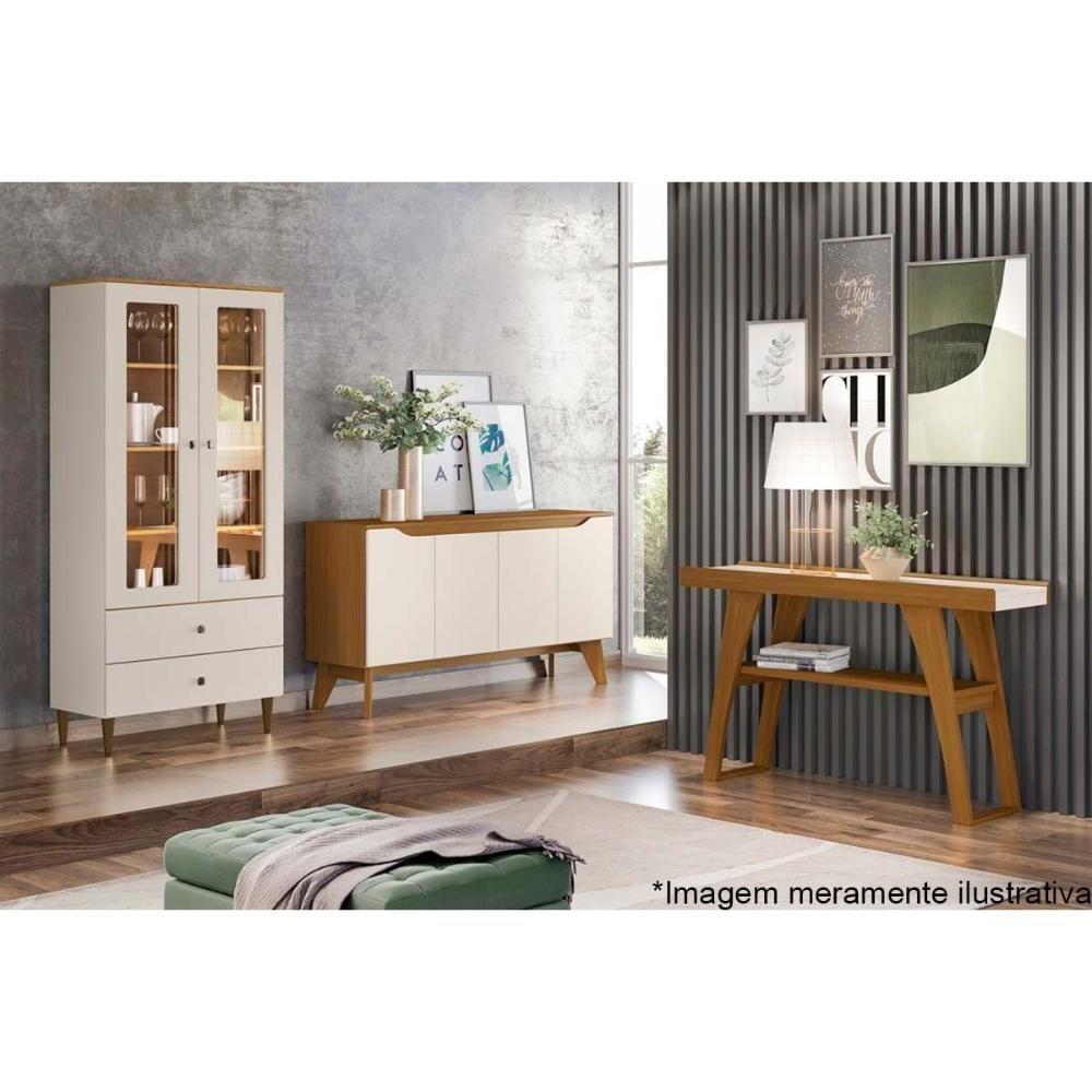 Aparador de Sala Jantar Menphis 1 Prateleira Nature/Off White - Henn - 2