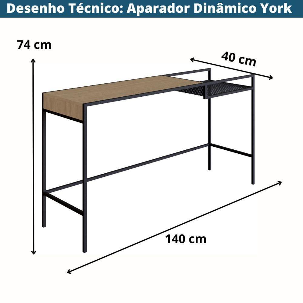 Aparador Dinâmico Industrial York Artesano 140 Cm (Largura) Em Mdp Hanover Com Nicho Aço Preto - 2