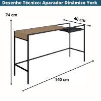 Aparador Dinâmico Industrial York Artesano 140 Cm (Largura) Em Mdp Hanover Com Nicho Aço Preto - 2