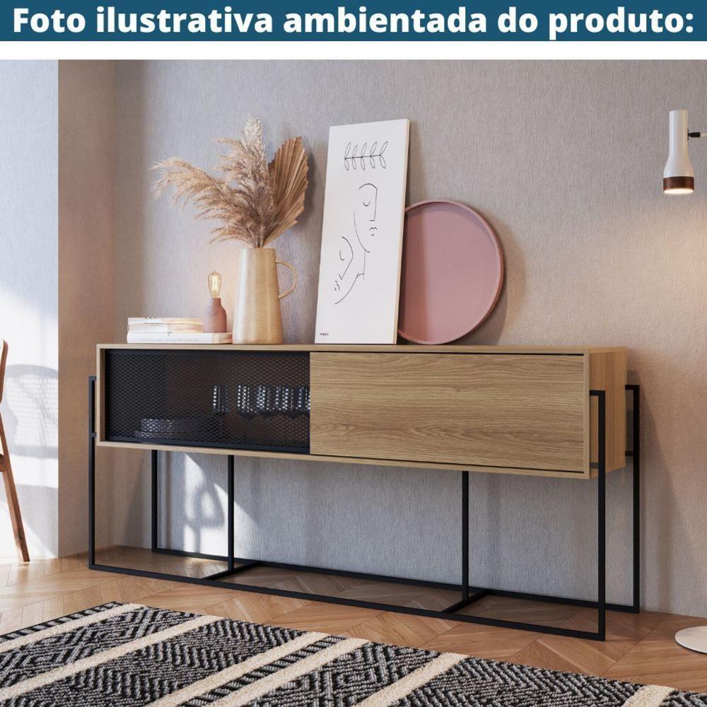 Balcão Buffet Bar Industrial York Artesano 188 Cm (Largura) Em Mdp Hanover Duas Portas Aço Preto - 3