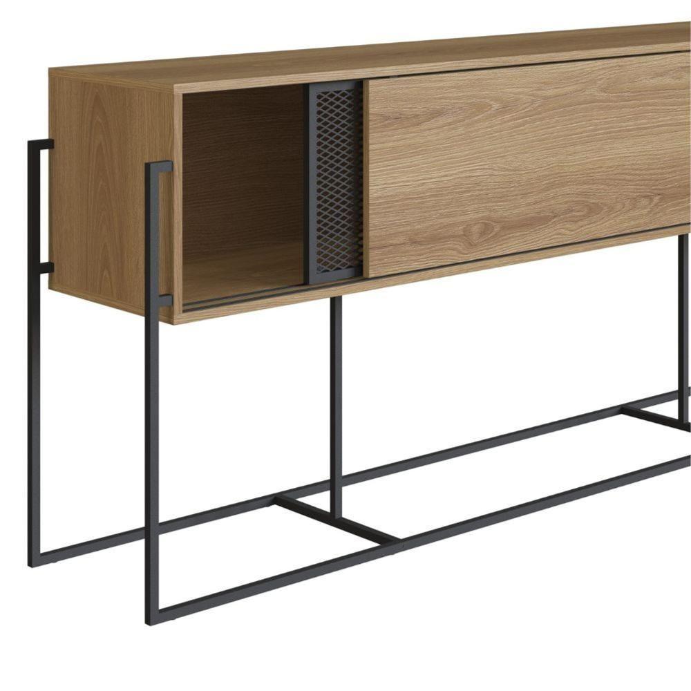 Balcão Buffet Bar Industrial York Artesano 188 Cm (Largura) Em Mdp Hanover Duas Portas Aço Preto - 5