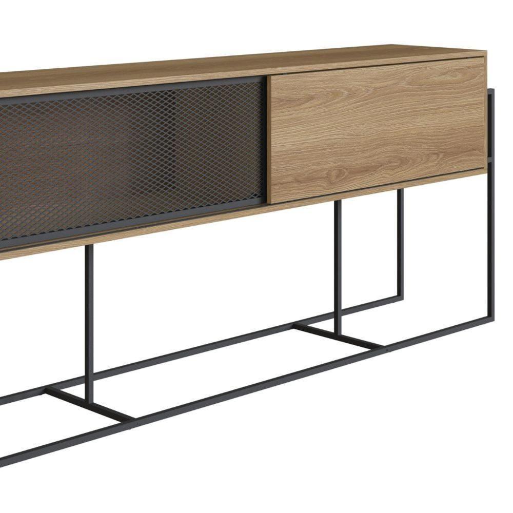 Balcão Buffet Bar Industrial York Artesano 188 Cm (Largura) Em Mdp Hanover Duas Portas Aço Preto - 6