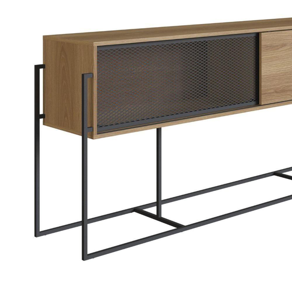 Balcão Buffet Bar Industrial York Artesano 188 Cm (Largura) Em Mdp Hanover Duas Portas Aço Preto - 8
