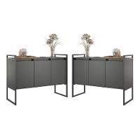 Buffet 3 Portas Rouxe Preto Conjunto 2 Unidades - 1