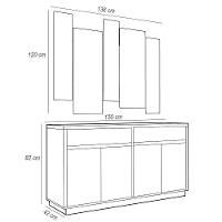 Buffet De Jantar Ana N01 Com Moldura Espelho Ypê Off White - 2