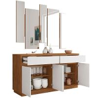 Buffet De Jantar Ana N01 Com Moldura Espelho Ypê Off White - 3