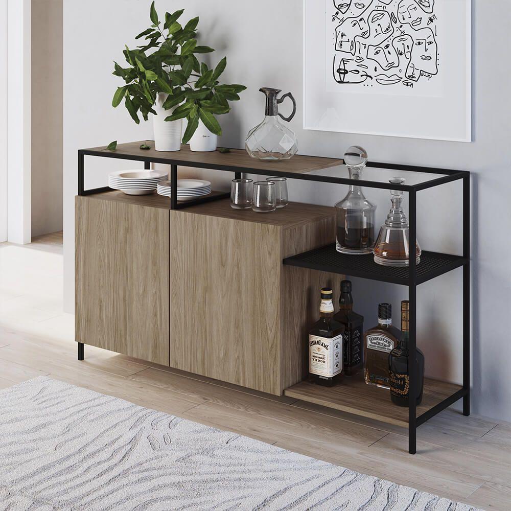 Buffet Bar Dinâmico York 135cm Estrutura Preto Fosco - 4
