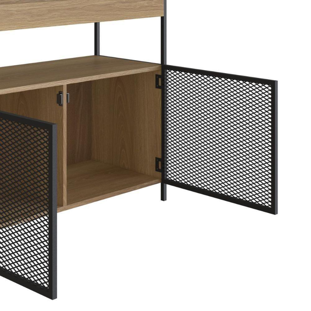 Balcão Buffet Bar Industrial York Artesano 100 Cm (Largura) Em Mdp Hanover Duas Portas Aço Preto - 3