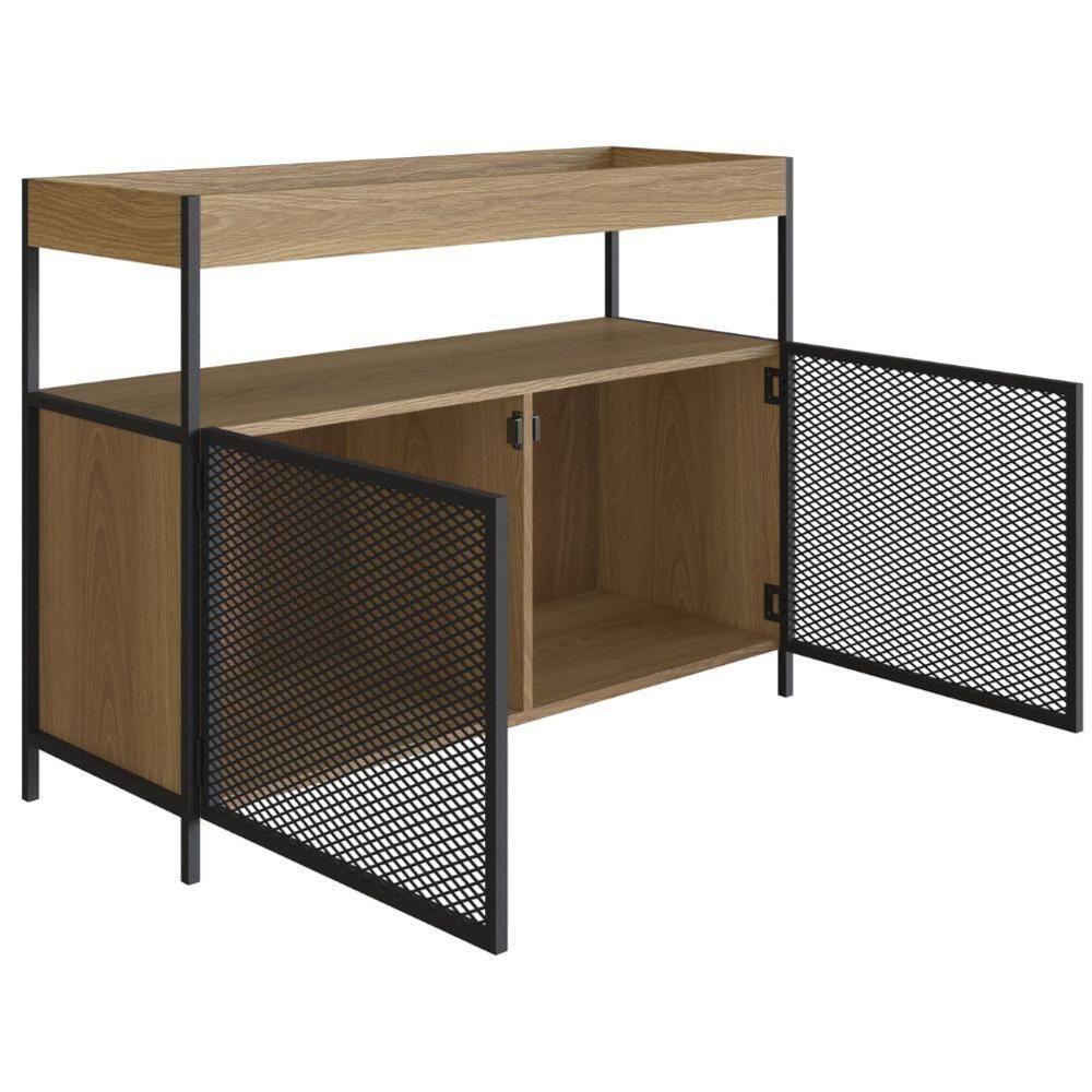 Balcão Buffet Bar Industrial York Artesano 100 Cm (Largura) Em Mdp Hanover Duas Portas Aço Preto - 5