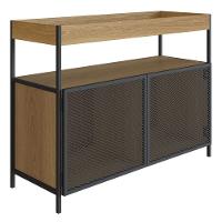 Balcão Buffet Bar Industrial York Artesano 100 Cm (Largura) Em Mdp Hanover Duas Portas Aço Preto - 1