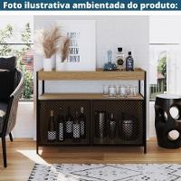 Balcão Buffet Bar Industrial York Artesano 100 Cm (Largura) Em Mdp Hanover Duas Portas Aço Preto - 2