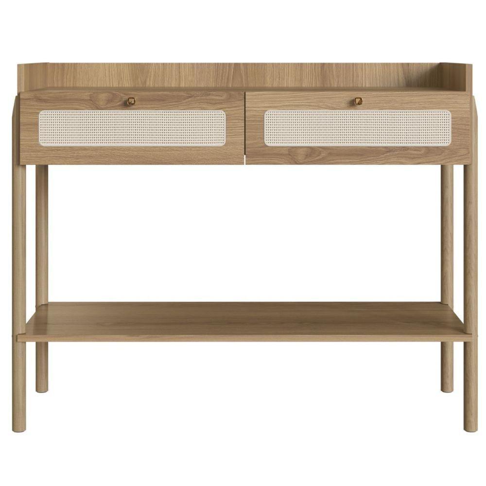 Aparador Oslo Artesano 103 Cm (Largura) Mdp Mel Palha Natural Duas Gavetas Base Madeira - 4