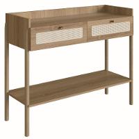 Aparador Oslo Artesano 103 Cm (Largura) Mdp Mel Palha Natural Duas Gavetas Base Madeira - 1