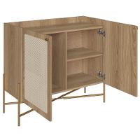 Balcão Bar Buffet Oslo Artesano 93 Cm (Largura) Em Mdp Mel Palha  Com Duas Portas Base Metal - 2