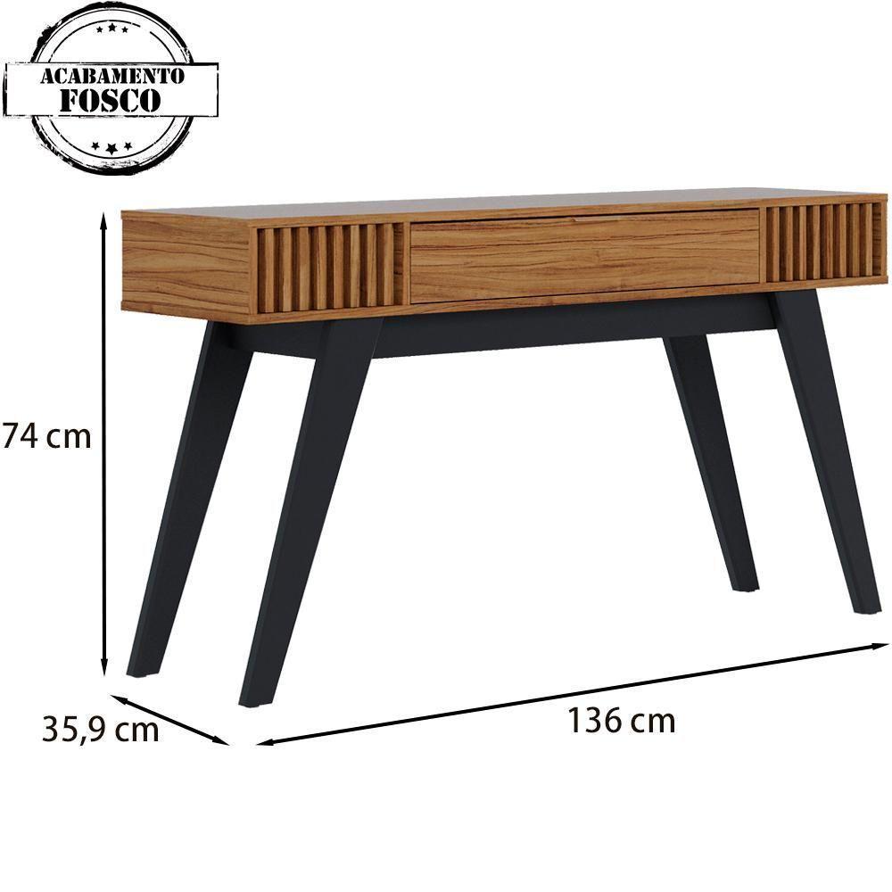 Aparador Para Sala 136 Cm Com Gaveta Riv1525 Noce Milano Clb Noce Milano - 4