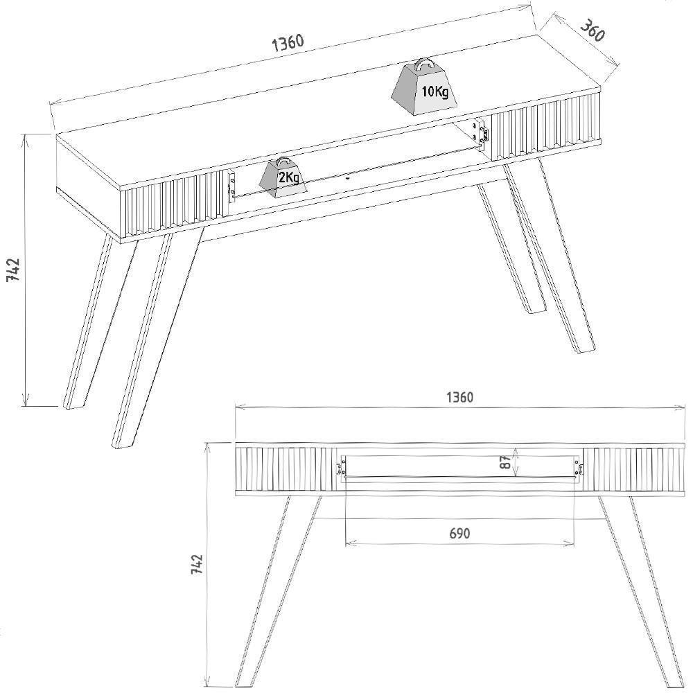 Aparador Para Sala 136 Cm Com Gaveta Riv1525 Noce Milano Clb Noce Milano - 10