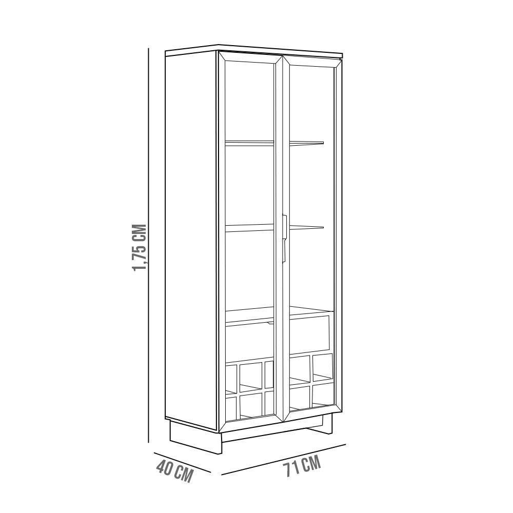Kit Buffet Áustria Com Cristaleira Malibu Preto Milano - 7