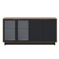 Kit Buffet Áustria Com Cristaleira Malibu Preto Milano - 2