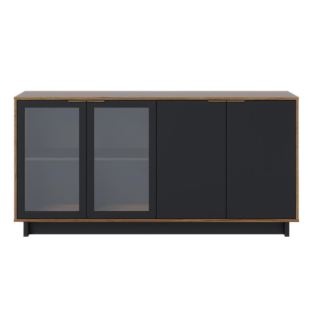Aparador Buffet De Jantar 04 Portas C04 Preto Noce Milano - 2