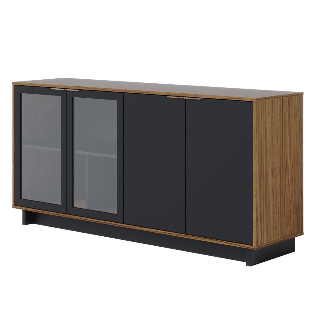Aparador Buffet De Jantar 04 Portas C04 Preto Noce Milano - 4