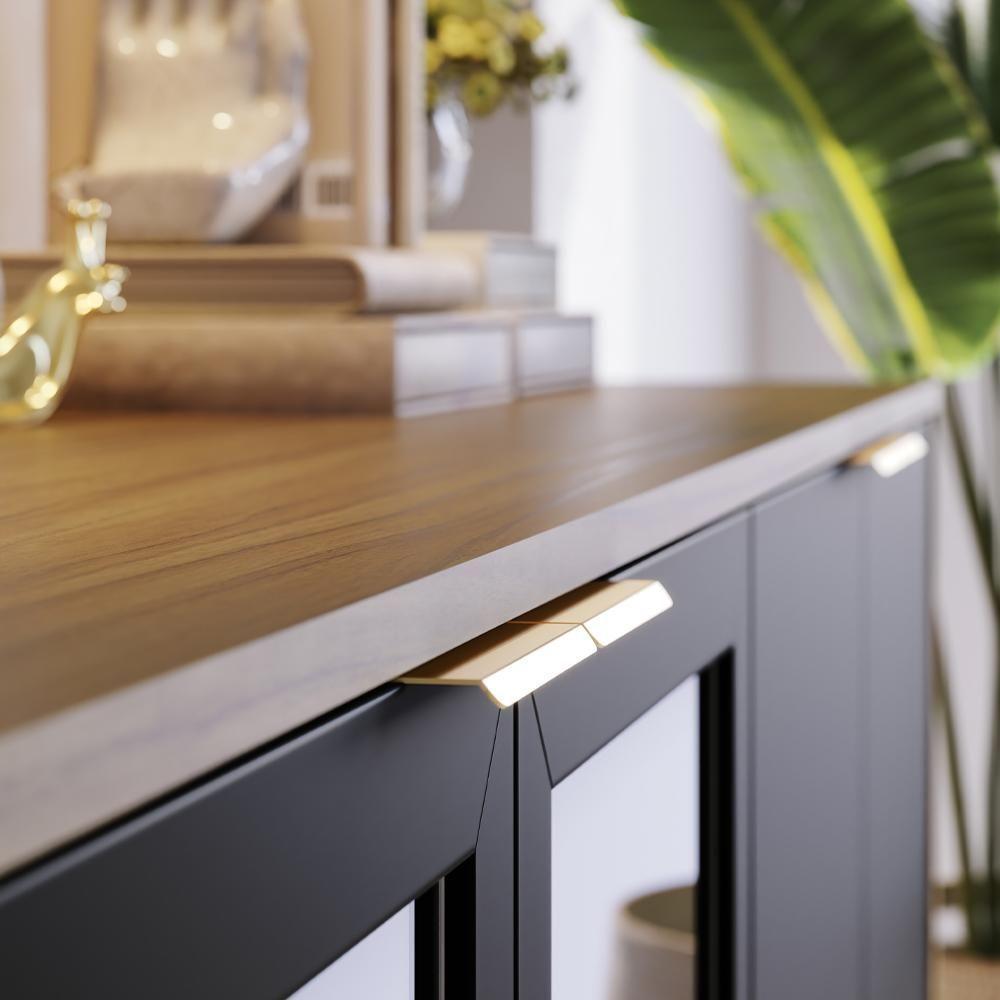 Aparador Buffet De Jantar 04 Portas C04 Preto Noce Milano - 5