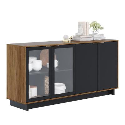 Aparador Buffet De Jantar 04 Portas C04 Preto Noce Milano