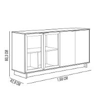 Aparador Buffet De Jantar 04 Portas C04 Preto Noce Milano - 13