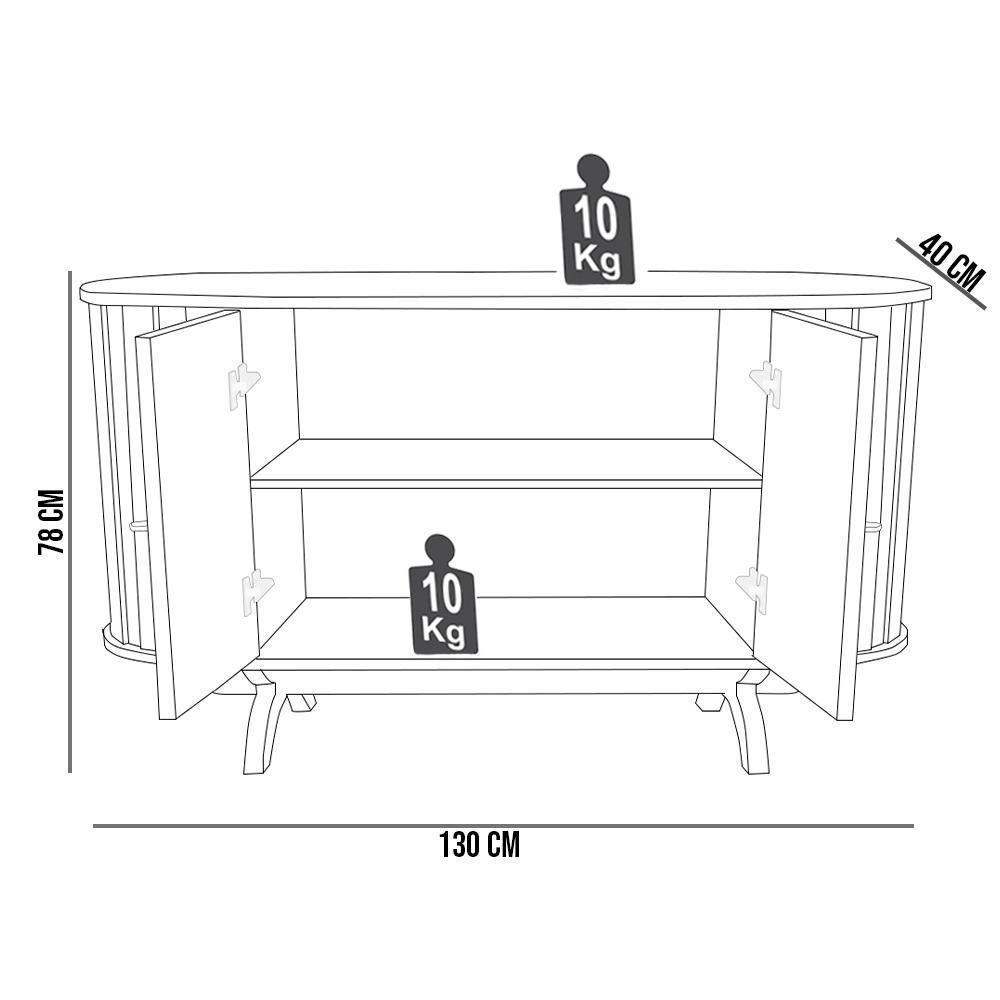 Balcão Buffet Curvo Romagna 130Cm D03 Freijó Preto Fosco - 2