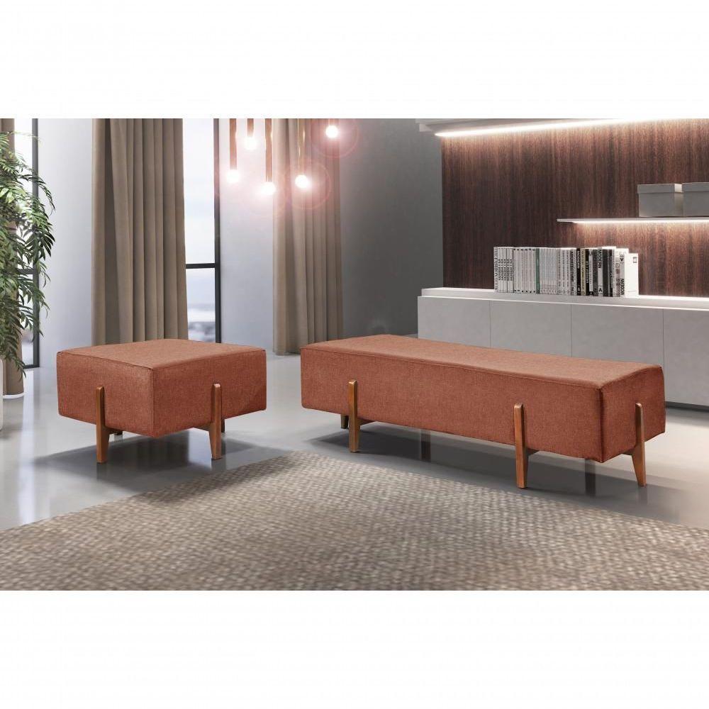 Recamier Zurik Luxo Madeira Maciça Castellar Móbile Linho Terracota - 4