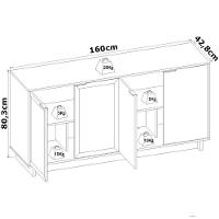 Balcao Buffet Aparador 160 Cm 4 Portas V1524 Freijo Off White Clb Freijo Off White - 2